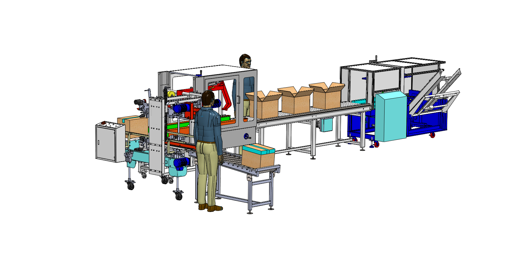 Cụm dây chuyền đóng gói thùng carton